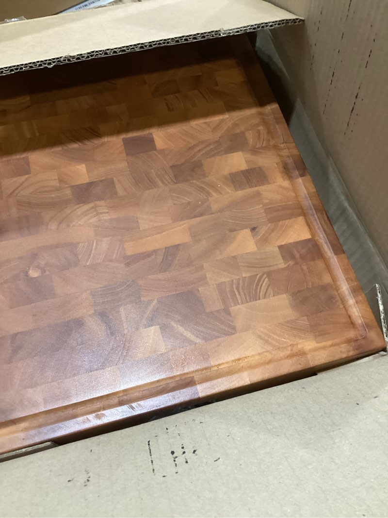 Condition photo showing Good Condition for shumaru mahogany end grain cutting board, 17×13×1.6 in – handmade butcher block, knife-friendly, juice groove, non-slip feet mahogany | end grain 17"l x 13"w