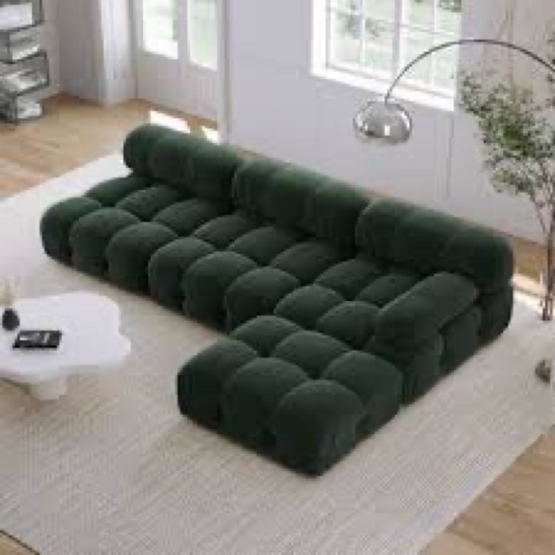 Cylar 138.6'' Wide Velvet Reversible Modular Sofa & Chaise with Ottoman(incomplete ottoman only)