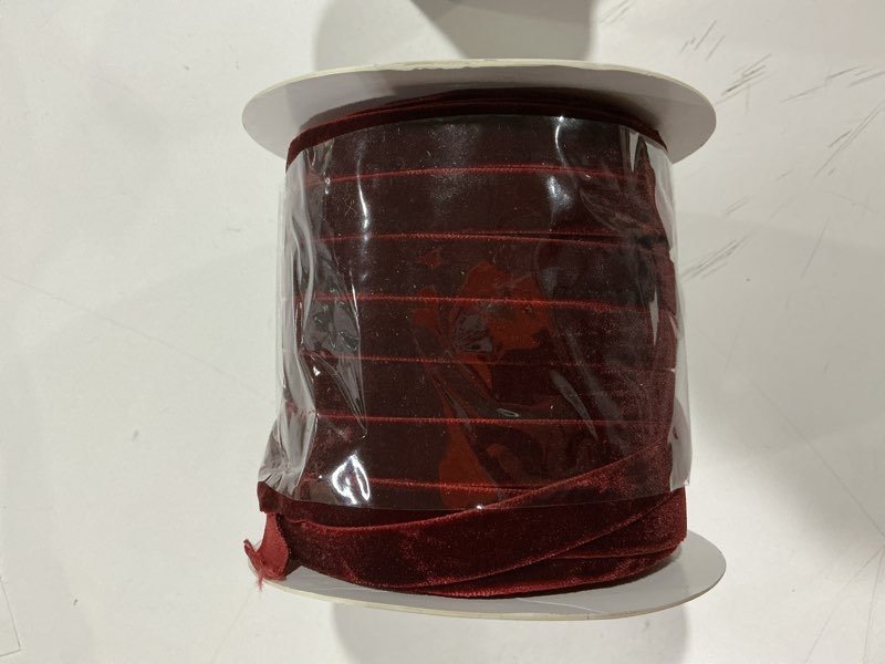 Condition photo showing Good Condition for Abbaoww 50 Yards Burgundy Velvet Ribbon 1/2 Inch Single Face Velvet Ribbon for Christmas Wreath Decoration Gift Wrapping DIY Project Bow Making (Burgundy, 1/2 Inch) Burgundy 1/2 Inch