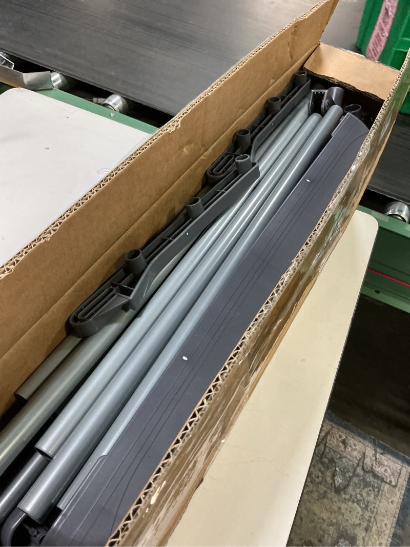 Condition photo showing As Is for homidec clothes drying rack, oversized 4-tier(67.7" high) foldable stainless steel drying rack clothing, movable drying rack with 4 castors, 24 drying poles and 14 hooks for bed linen, clothing, grey gray