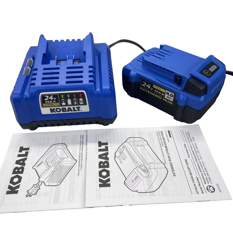 kobalt 24v max 4.0 ah extended run lith-ion battery & 24v max charger kit