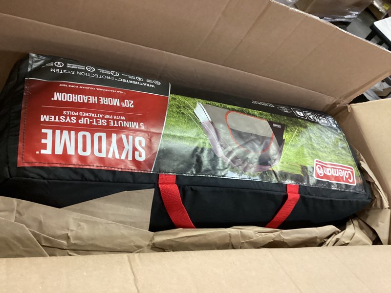 Condition photo showing Good Condition for Coleman Skydome Tent with 5 Minute Setup, 2/4/6/8-Person Weatherproof Tent with Rainfly & Carry Bag, 20% More Headroom Than Traditional Canopies 6-person PFAS-Free Blackberry