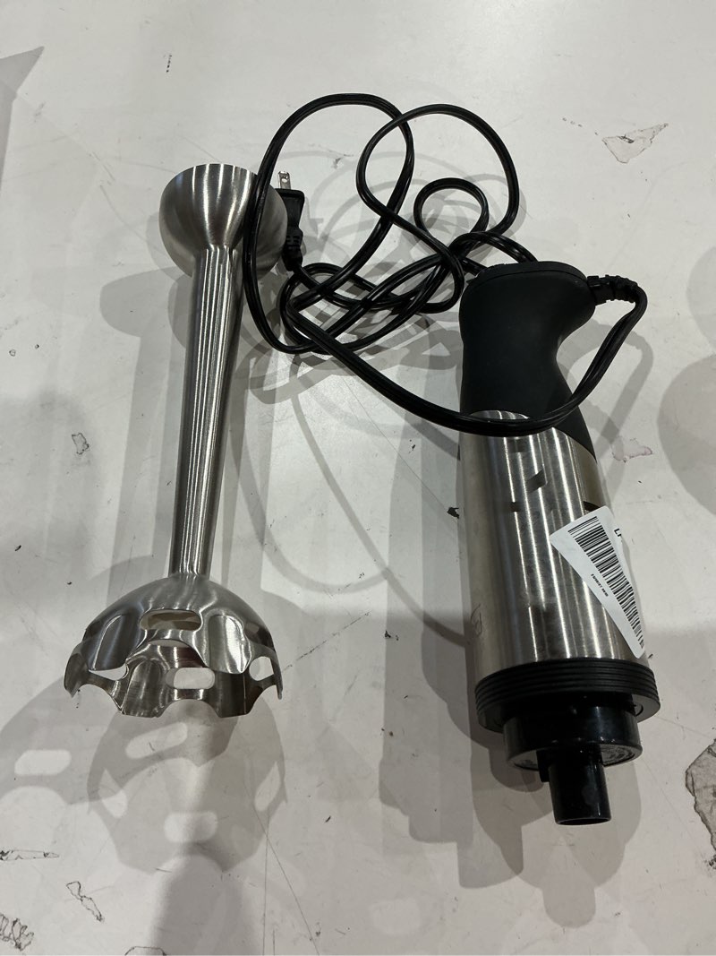Condition photo showing As Is for all-clad electrics stainless steel immersion blender 2 piece turbo function 600 watts detachable, variable speed control, hand blander, 9-1/4-inch