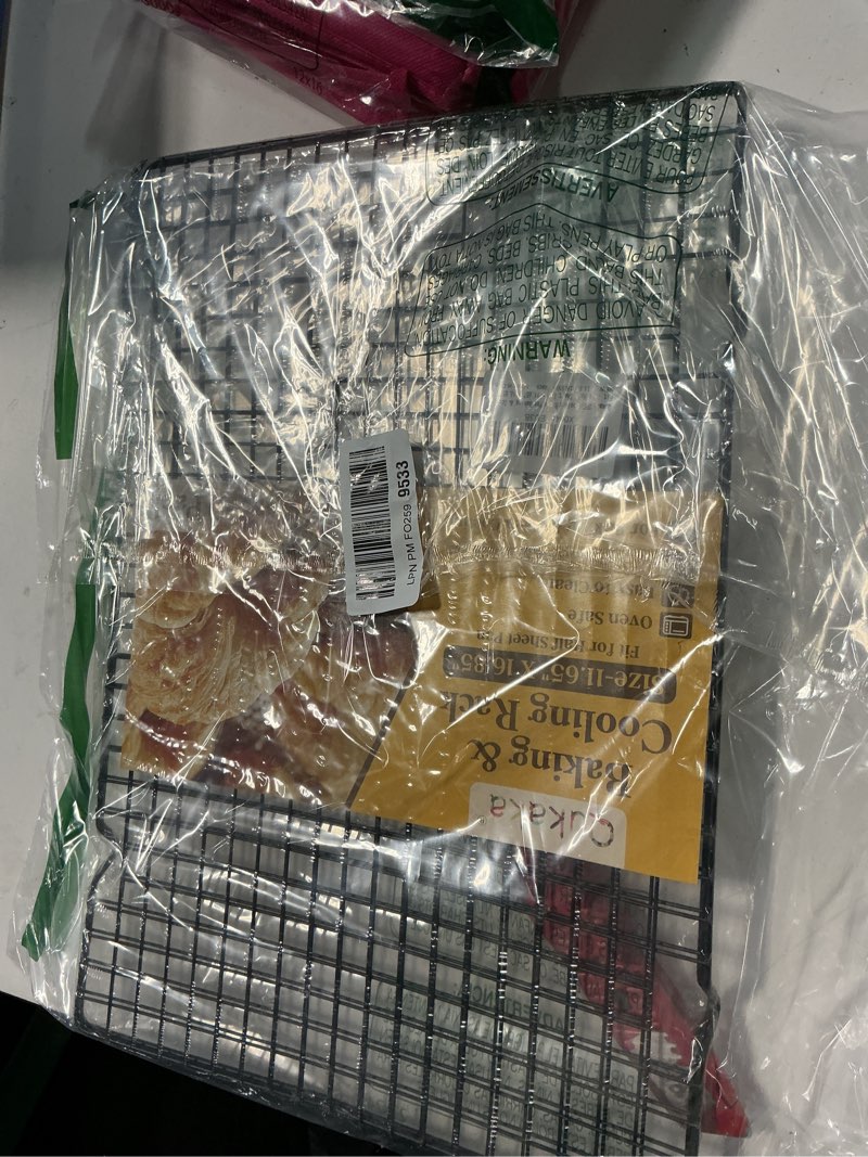 Condition photo showing New/Like New for 2PCS Cooling Racks for Cooking and Baking -11.65''x16.85''Heavy Duty Stainless Steel Wire Rack for Baking, Grilling, Roasting - Oven & Dishwasher Safe - Fits Half Sheet Pan?Black? 11.65''x16.85''-2PC Black