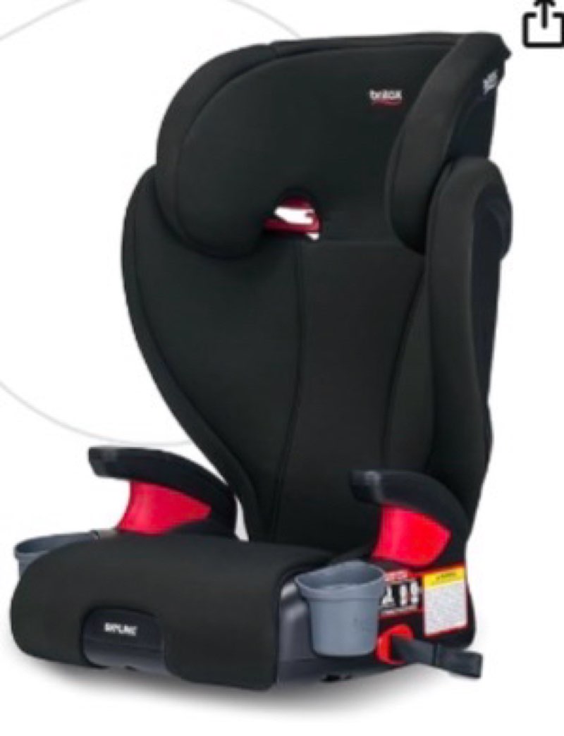 britax highpoint backless belt-positioning booster seat, safewash black ombre