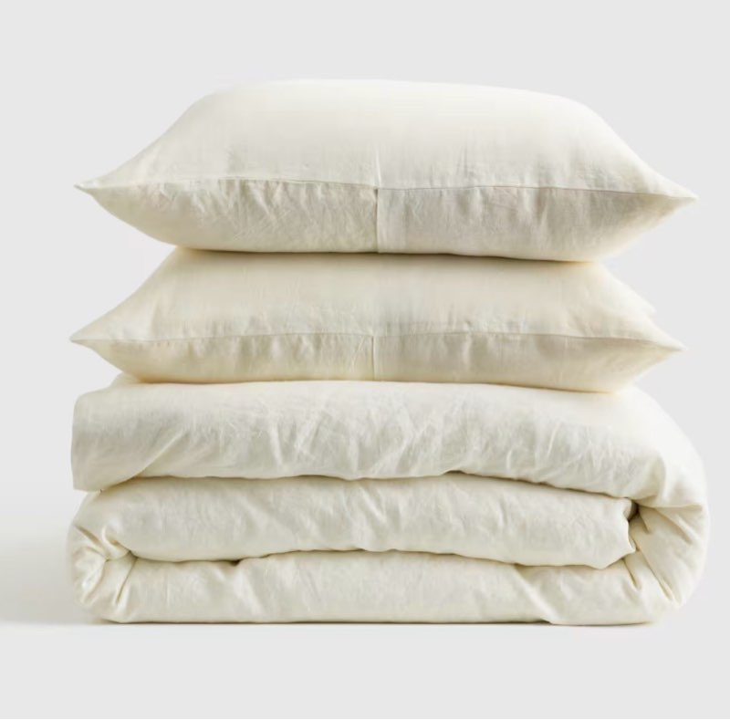 quince linen duvet cover set king size in ivory