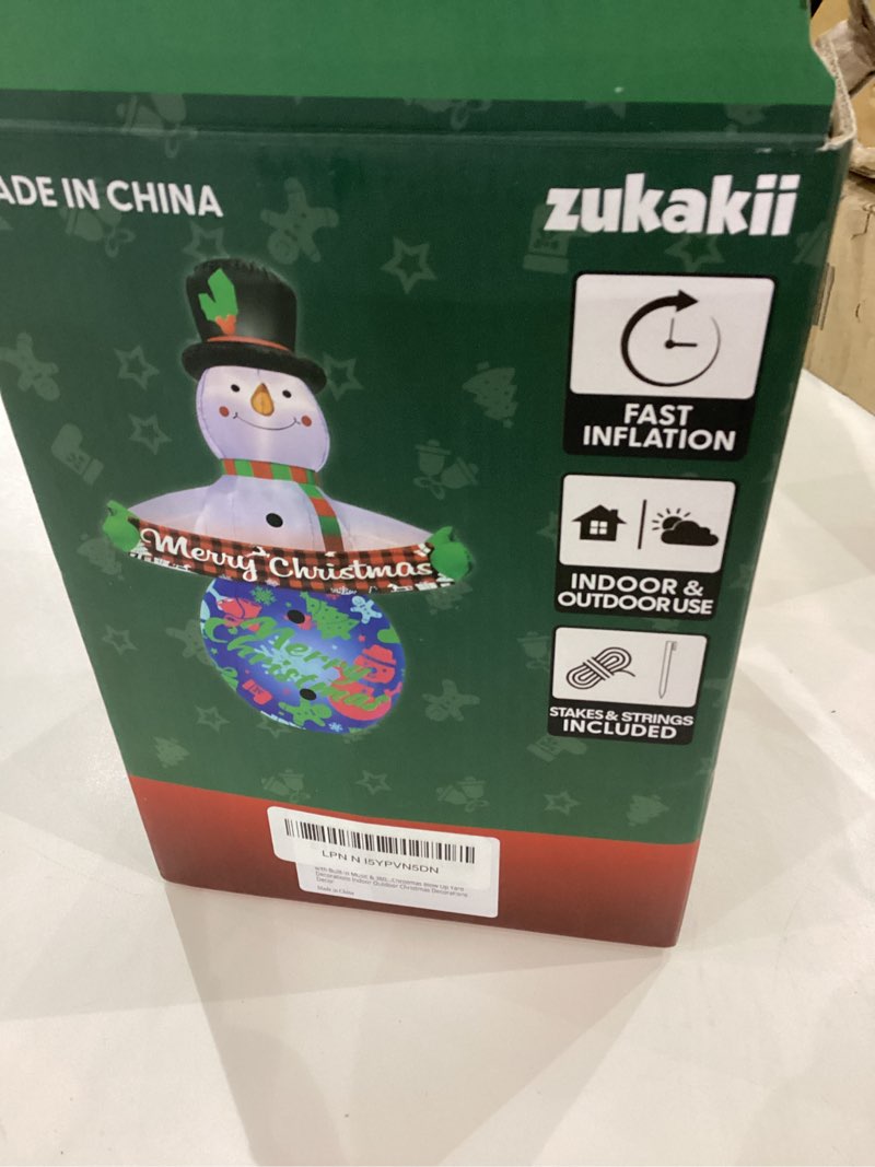 zukakii 7FT Christmas Inflatables Decorations with Built-in Music & 360° Rotation Colorful Projector