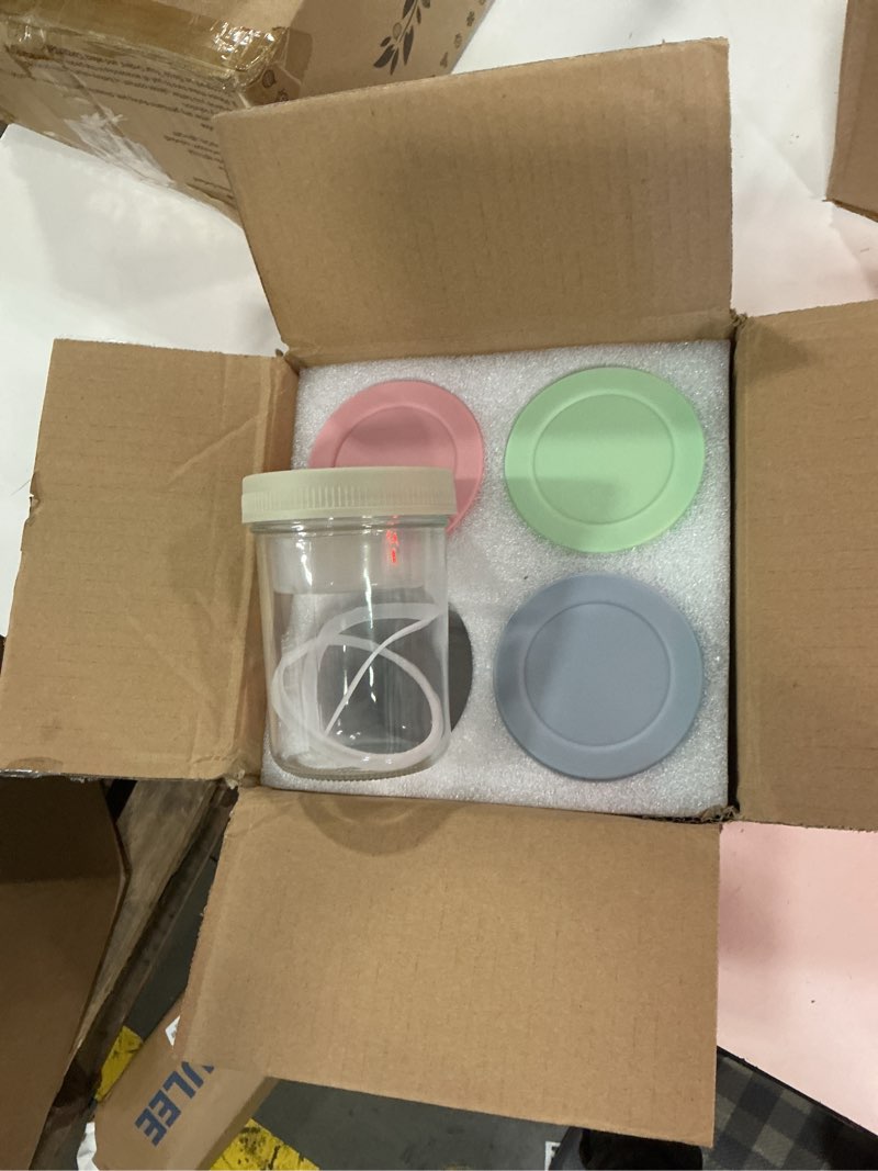 Condition photo showing New/Like New for xyptorix 6 pack 16 oz overnight oats jars with airtight lids, divided cups