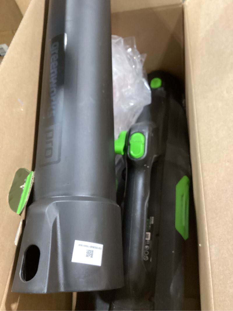 Condition photo showing Good Condition for greenworks 80v (730 cfm / 170 mph) cordless brushless axial leaf blower, everyday yard cleanup for driveways & patios, lightweight, battery and charger not included brushless blower (tool only)