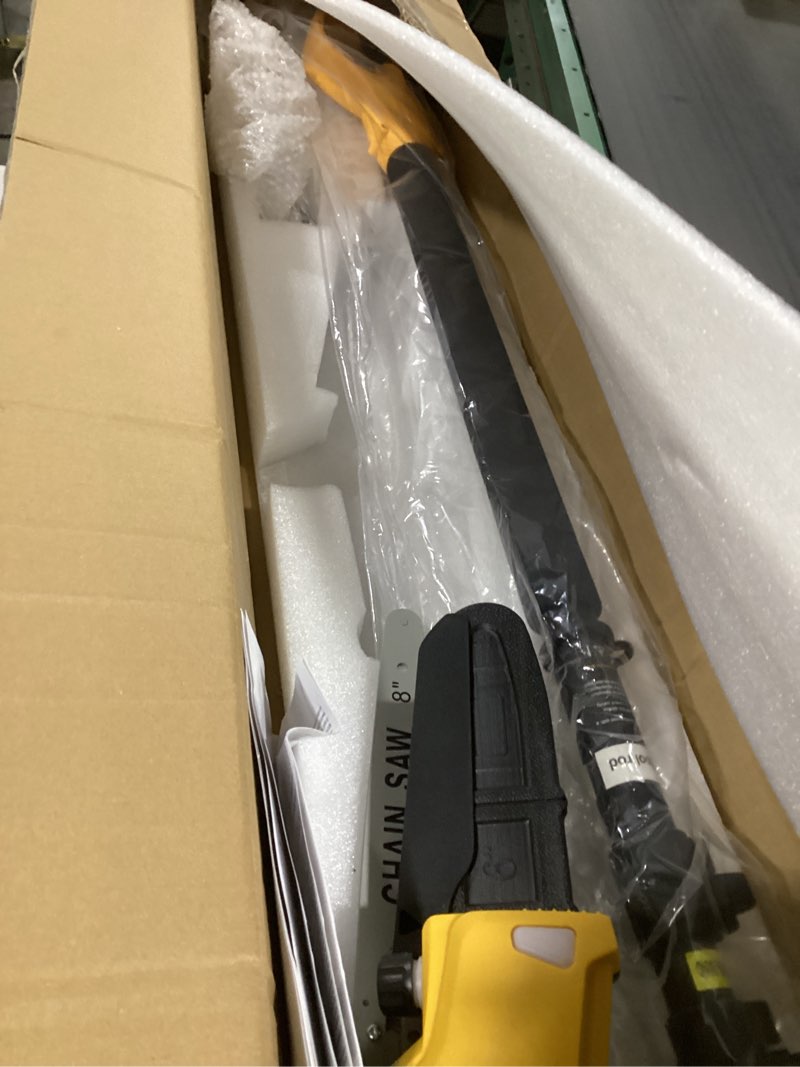 Condition photo showing Good Condition for ecarke 2-in-1 electric pole saw compatible with dewalt 20v battery, 6 inch mini chainsaw brushless tree trimmer with extension pole, 16ft max total reach, tree saw for trimming pruning (tool only) light yellow long