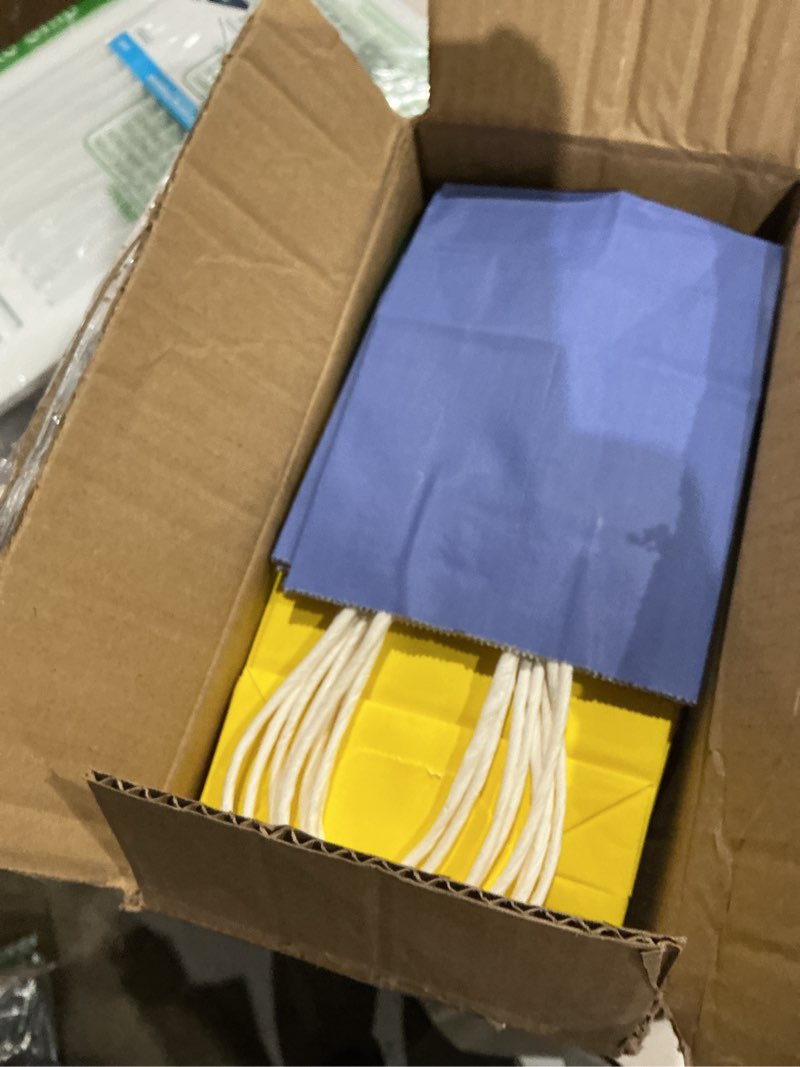 Condition photo showing New/Like New for qiqee 100pcs paper gift bags with handles - 4.5"×2.5"×6" mini party favor bags - 24 solid colors 1 count (pack of 100)