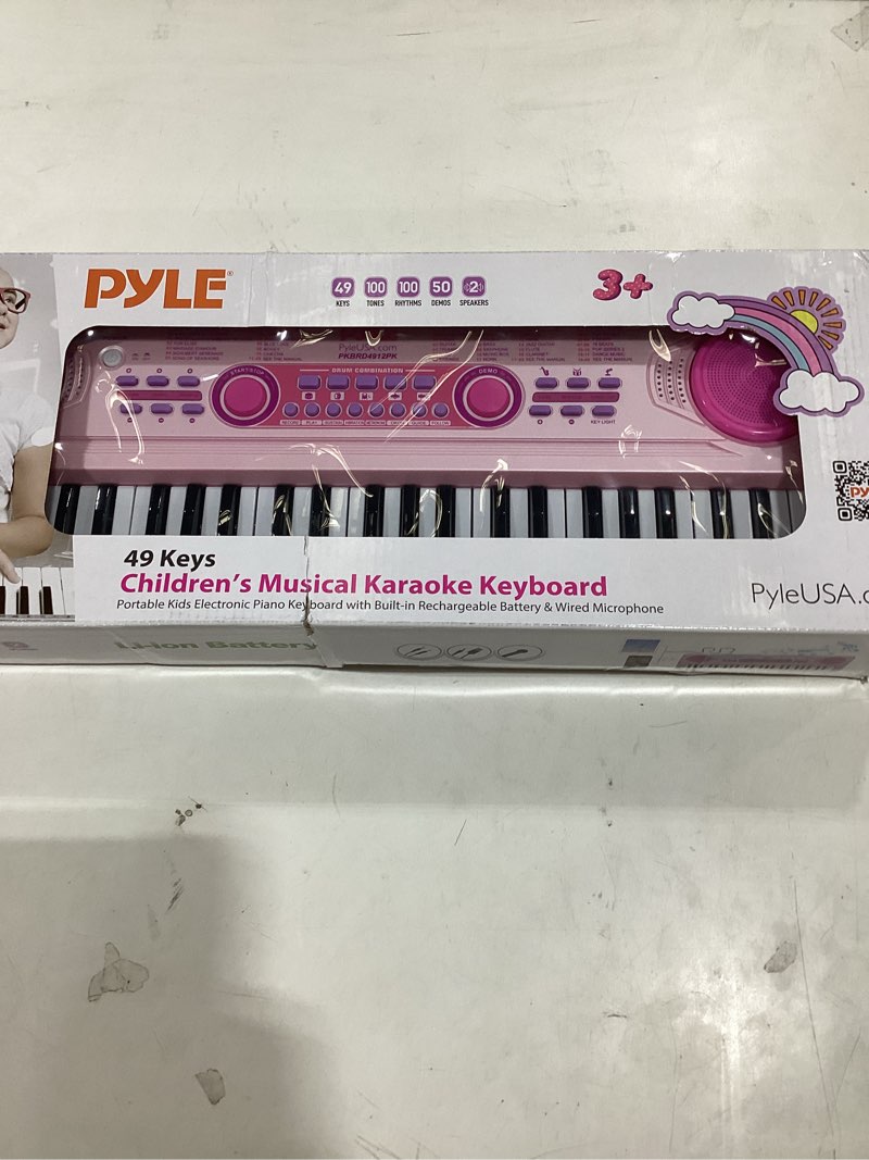 Condition photo showing Good Condition for PYLE Electric Piano, Electric Keyboard Piano, Music Keyboard - 49 Keys, Karaoke Fun, Rechargeable Battery, Wired Microphone, 100 Tunes, 50 Demos, Aux Input, Compact Design, Perfect for Kids Girls Version