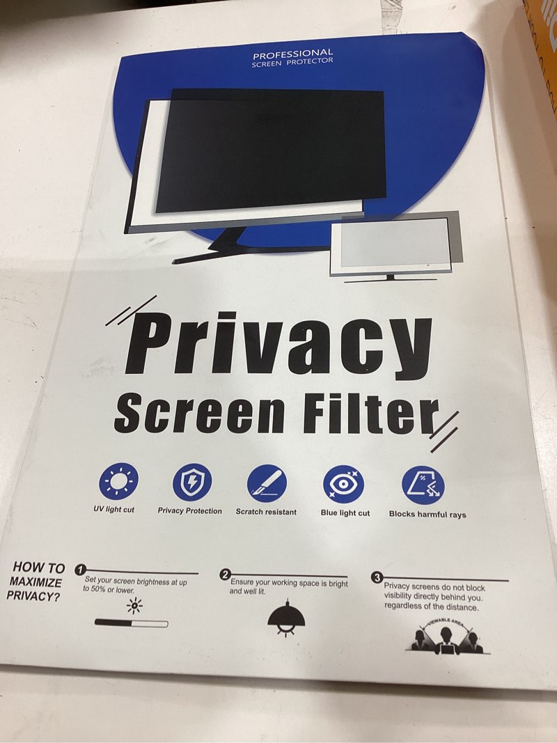 Condition photo showing New/Like New for peslv [2-pack] 24 inch privacy screen for computer monitor 16:9 aspect ratio, eye protection anti blue light glare shield, 24inch removable black blackout anti spy desktop security private filter black 24''(16:9)