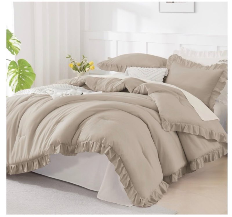 andency oversized king comforter set 120x98, 3 pieces ruffle shabby chic famhouse bedding set