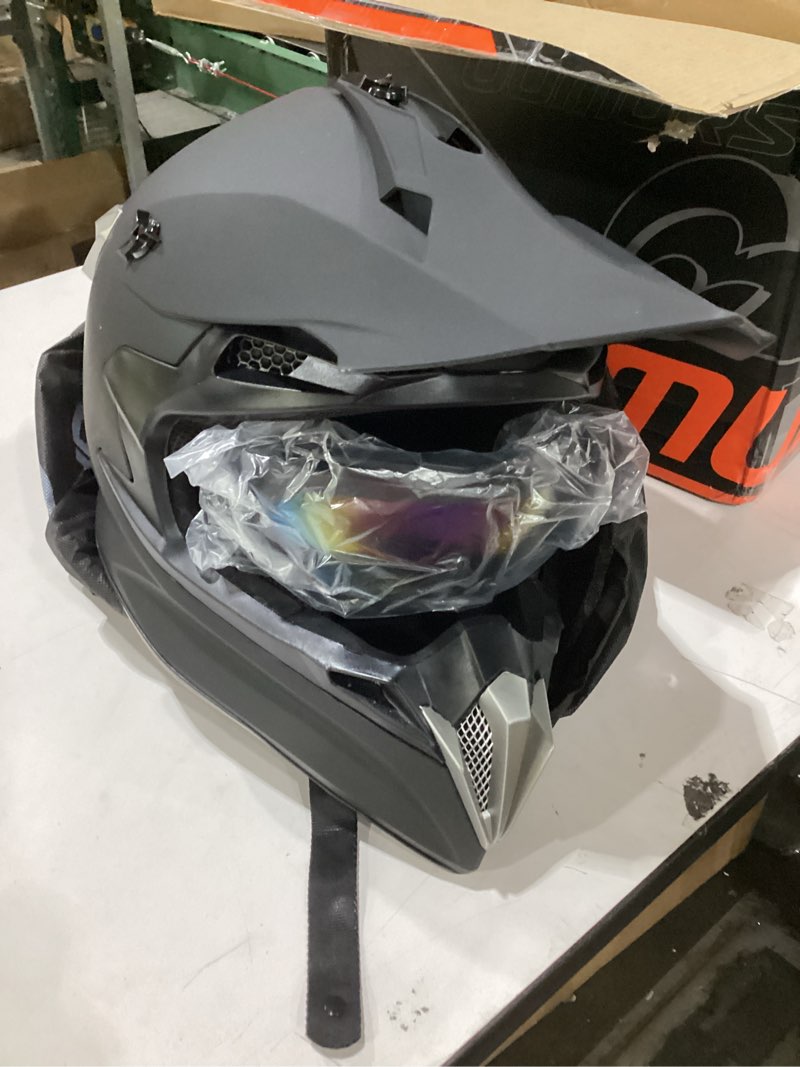 Condition photo showing New/Like New for Adult Motocross Dirt Bike Helmet with Goggles, Gloves & Mask Dirt Bike ATV Helmet for Unisex-Adult Men Women Adjustable Sun Visor DOT/FMVSS-218 Off-Road Motorcycle Helmet UTV Helmet Downhill Matte Black-188 Medium