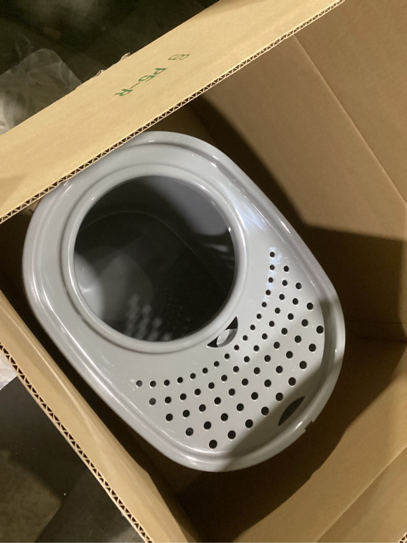 Condition photo showing Good Condition for Amazon Basics Large Cat Litter Box with High Sides, Top Entry, Includes Scoop, 20.5 x 14.75 x 14.38 inches, Grey Grey Top Entry
