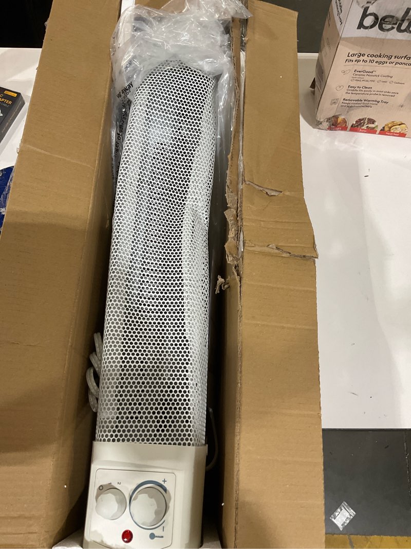 Condition photo showing As Is for Electric Baseboard Heater, 1500W Convection Heater with Adjustable thermostat and Overheat Protection, Slient Operation for indoor use, White White-Manual