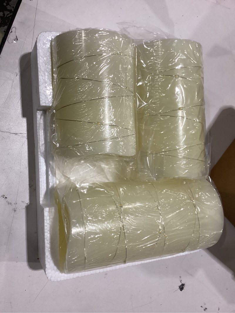 Condition photo showing New/Like New for H-BLOSSOM Flickering Flameless Candles Ivory Real Wax Pillar with Embedded String Lights LED Candles Battery Operated with Cycling 5H Timer Set of 3 (3" x 4"/5"/6") (Ivory)