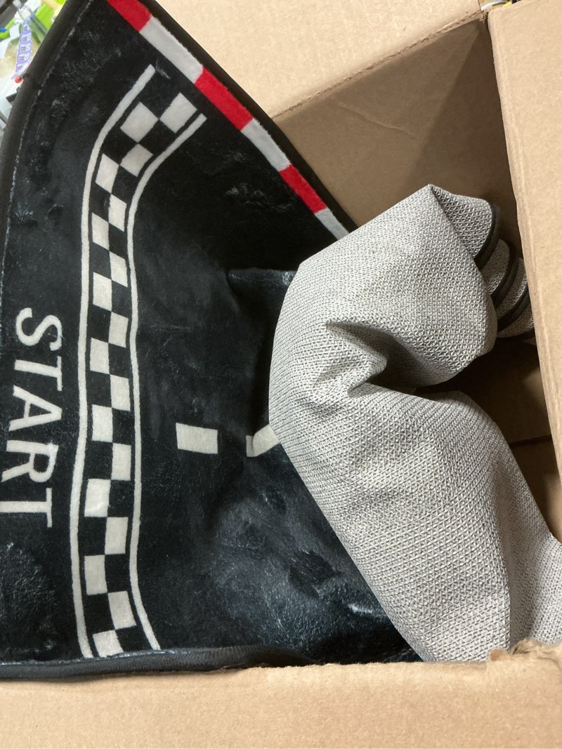 Condition photo showing Good Condition for area runner rug 2x6 ft race track with start and finish line car or karting road racing top non skid floor mat for living room kids room bedroom kitchen floor hallways carpet throw rugs