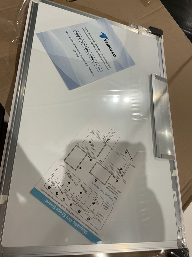Condition photo showing Good Condition for vusign 18" x 12" small magnetic whiteboard for wall, dry erase board with silver frame, hanging white board for office, home, school, dorm – includes markers, magnets & eraser silver 18"x12"