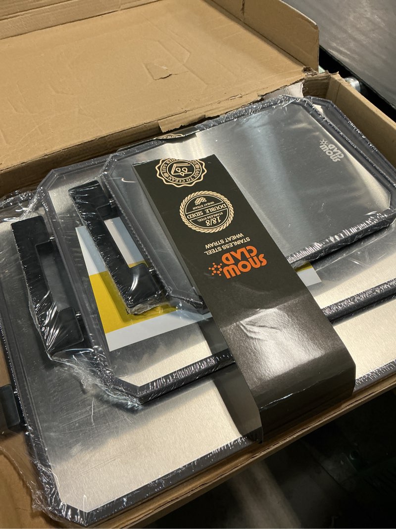 Condition photo showing New/Like New for EXTRA LARGE Cutting Board,Double Sided Stainless Steel Cutting Boards Set for kitchen,Stainless Steel/Wheat straw pp Cutting Board for meat,Dishwasher Safe [20 * 13.8+16 * 11+12 * 8.3 Inch] Set of 3