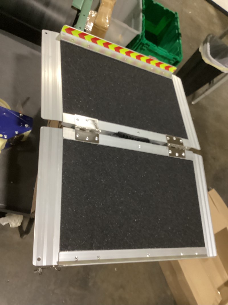 Condition photo showing Good Condition for fachnuo 2 feet portable wheelchair ramp, non-skid aluminum handicap ramps with handle, folding threshold wheel chair ramp for home steps, stairs, entry, threshold, doorways, scooter, 800lbs capacity aluminum 2ft(using height 2-6'')