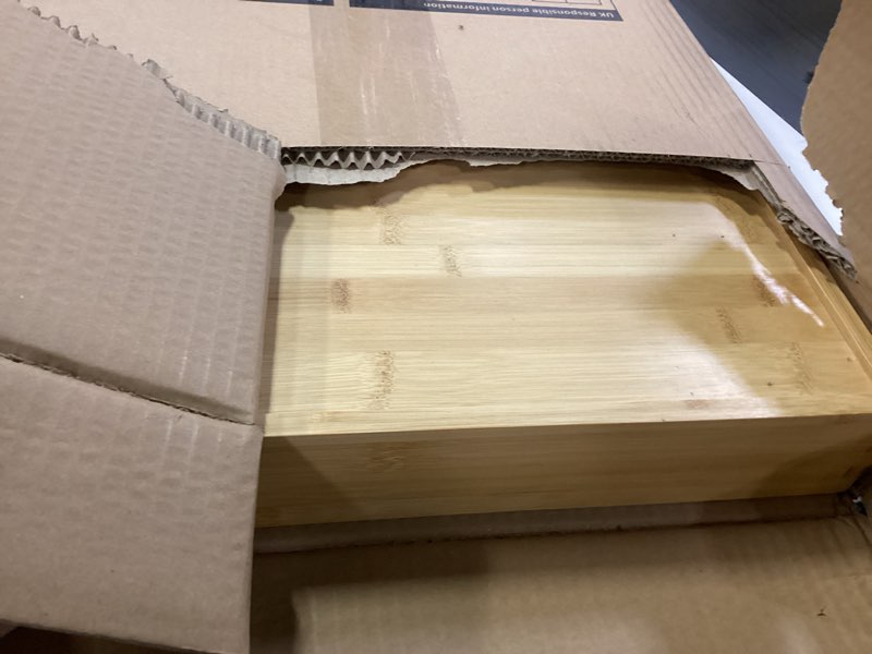 Condition photo showing Good Condition for VaeFae Extra Large Kitchen Utensil Holder, Bamboo Silverware Drawer Organizer, Expandable Cutlery Organizer with Knife Block, Multifunctional Drawer Divider 17.91" to 31.1" wide