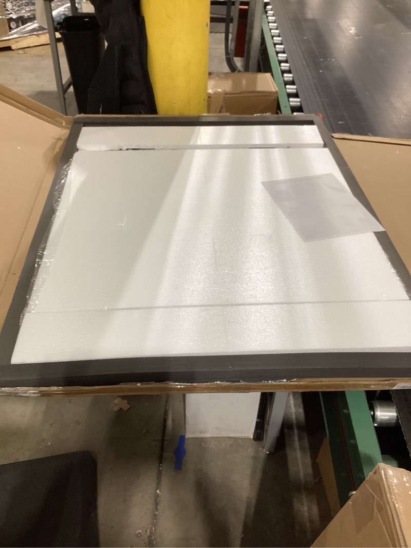 Condition photo showing As Is for Suidia Bathroom Mirror, 30"x 40" Wall Mirror, Frameless Bathroom Mirror with Beveled Edge for Bedroom, Living Room, Entryway, Hallway, Arched Shape 40"L x 30"W Arched Shape Nature