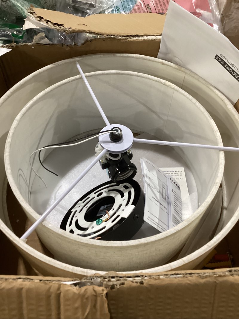 Condition photo showing As Is for 2 Light Semi Flush Mount Ceiling Light Fixture 12.6 Inch Modern Black Drum Ceiling Light Fixture with 2-Layer Fabric Shade Dimmable Close to Ceiling Light for Living Room Hallway Bedroom Entryway Black 2-tier 12.6 Inch