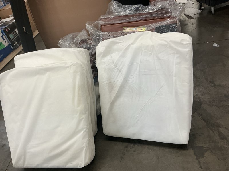 Condition photo showing As Is for (incomplete )garvee leather sofa mid century modern deep seat upholstered cushion removable cover