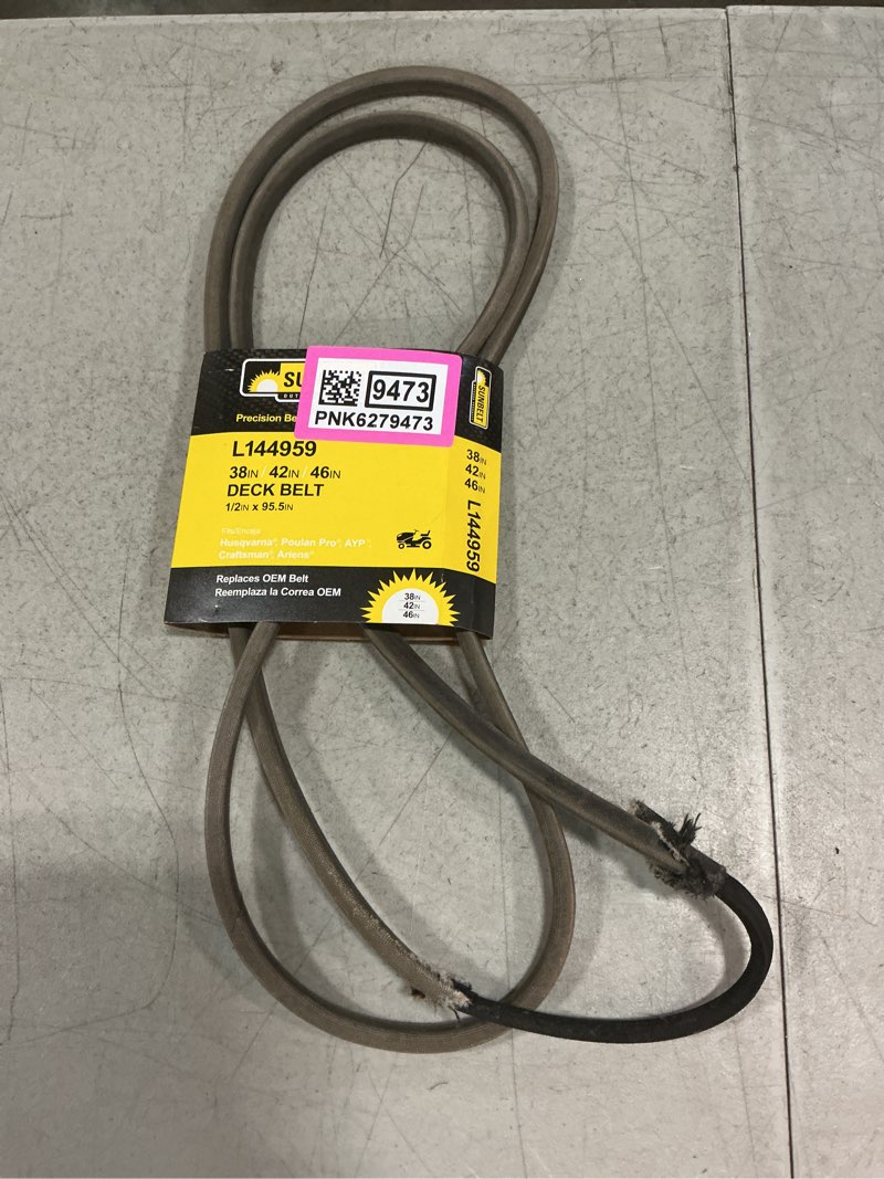Condition photo showing Good Condition for sunbelt 1/2-in x 95.5-in deck belt, for 38-in 42-in 46-in riding mower/tractors, replaces oem part number