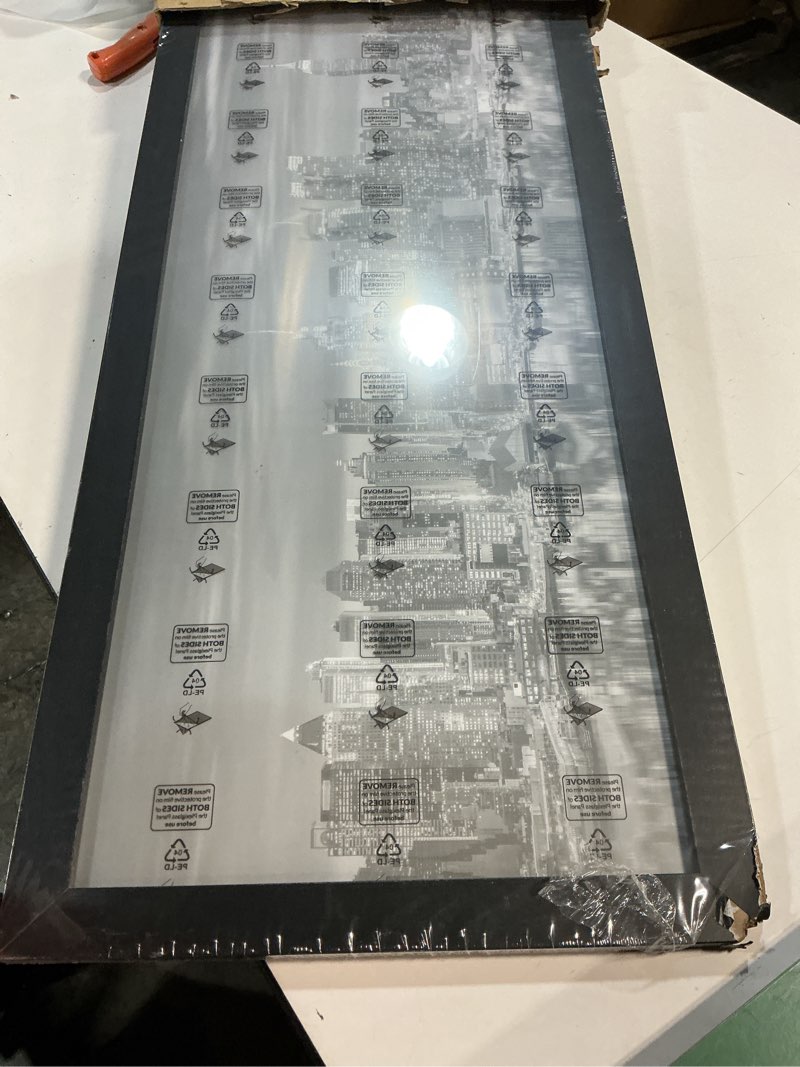 Condition photo showing As Is for Giverny 12x36 Picture Frames Black 1 Pack, Wood 12x36 Panoramic Picture Frame for Wall Mounting, Simple and Classic Style Suitable for Decorating Houses, Offices, Hotels 12x36 black