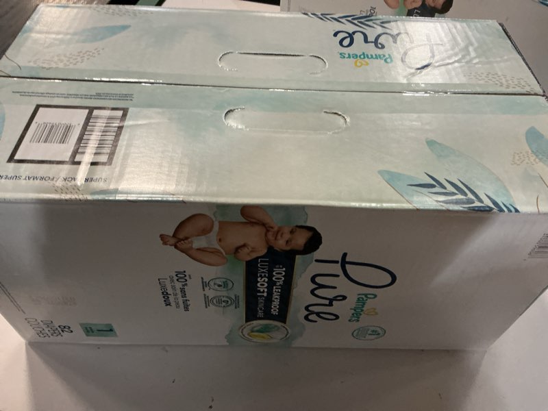 Condition photo showing New/Like New for pampers pure protection baby diapers, size 1 (8-14 lbs), 82 count, up to 100% leakproof, premium plant-based skin protection, hypoallergenic soft diapers size 1 82