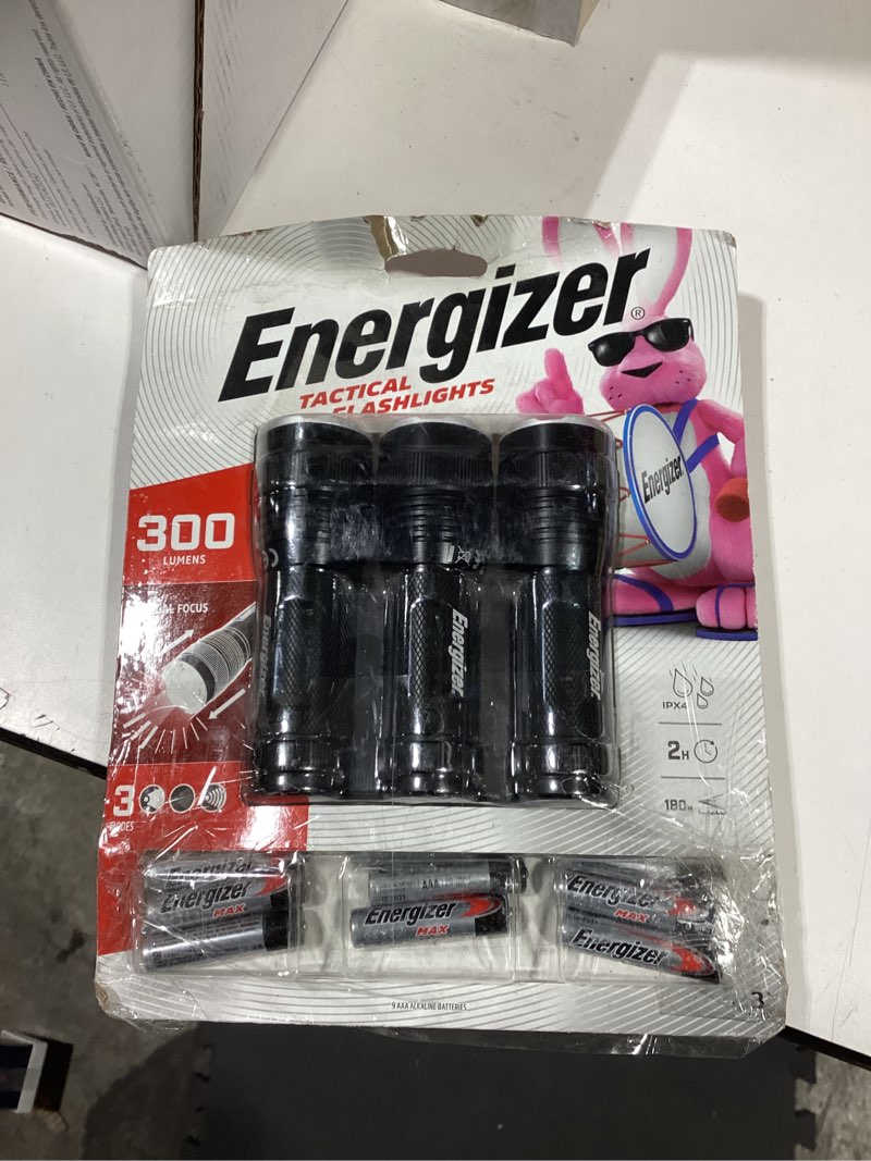 Condition photo showing Good Condition for energizer tactical 300-lumen 1 mode led flashlight with batteries included (3-pack)