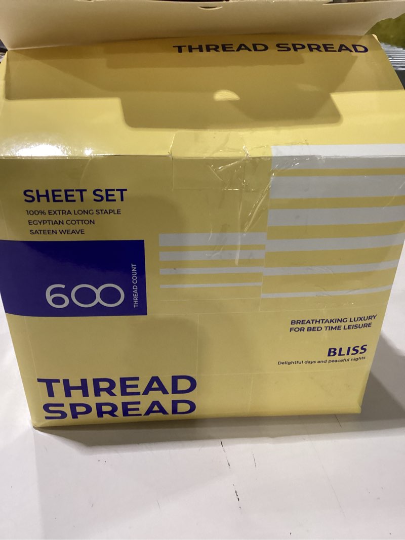 Condition photo showing Good Condition for thread spread 100% egyptian cotton sheets set california king size - 600 thread count 4 pc white luxury sheet cal king size, soft, cooling hotel luxury bed sheets & pillowcases, fits mattress upto 18" california king white