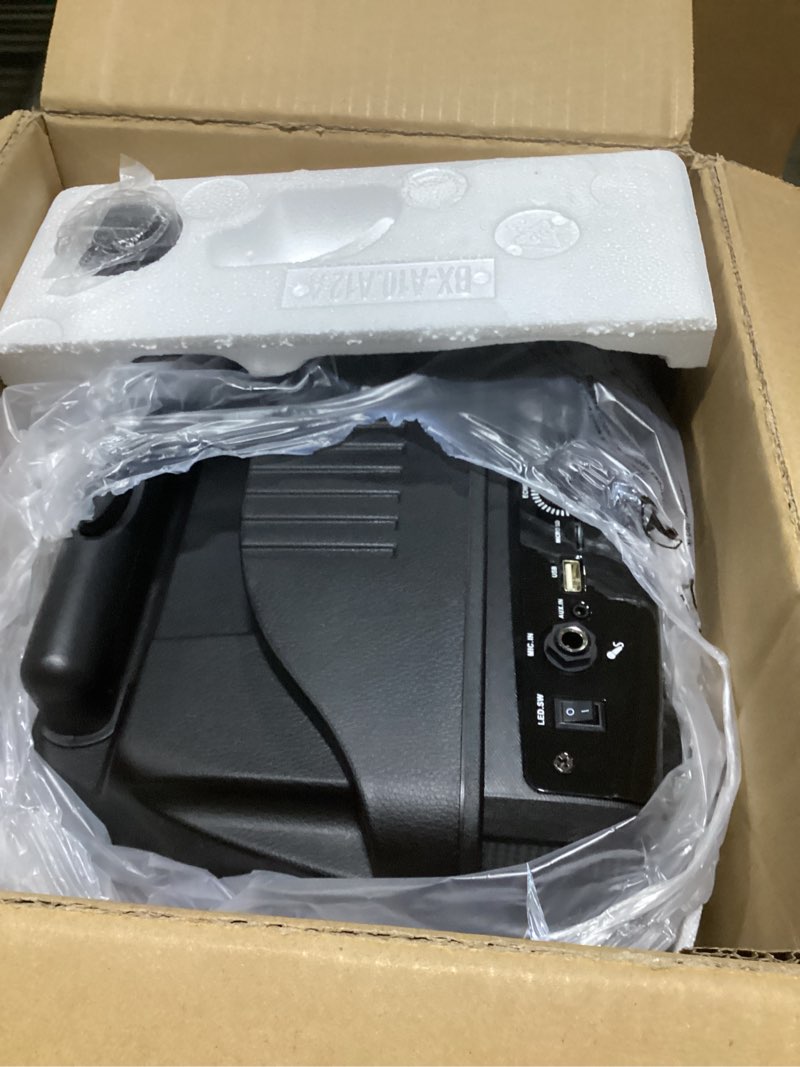 Condition photo showing Good Condition for Portable Bluetooth PA Speaker System - 600W 10” Outdoor BT Speaker - Includes 2 Wireless Microphones, Party Lights, USB SD Card Reader, FM Radio, Rolling Wheels - Remote Control - Pyle PPHP101WMB