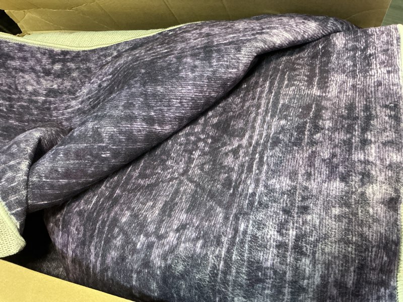 Condition photo showing Good Condition for kokia abstract area rugs washable indoor 6x9 rug boho distressed retro low pile non-slip non-shedding carpet bedroom living room dining room, purple rug, oslo dusty graphite purple/plum/violet/dusty 6' x 9' (rectangular)