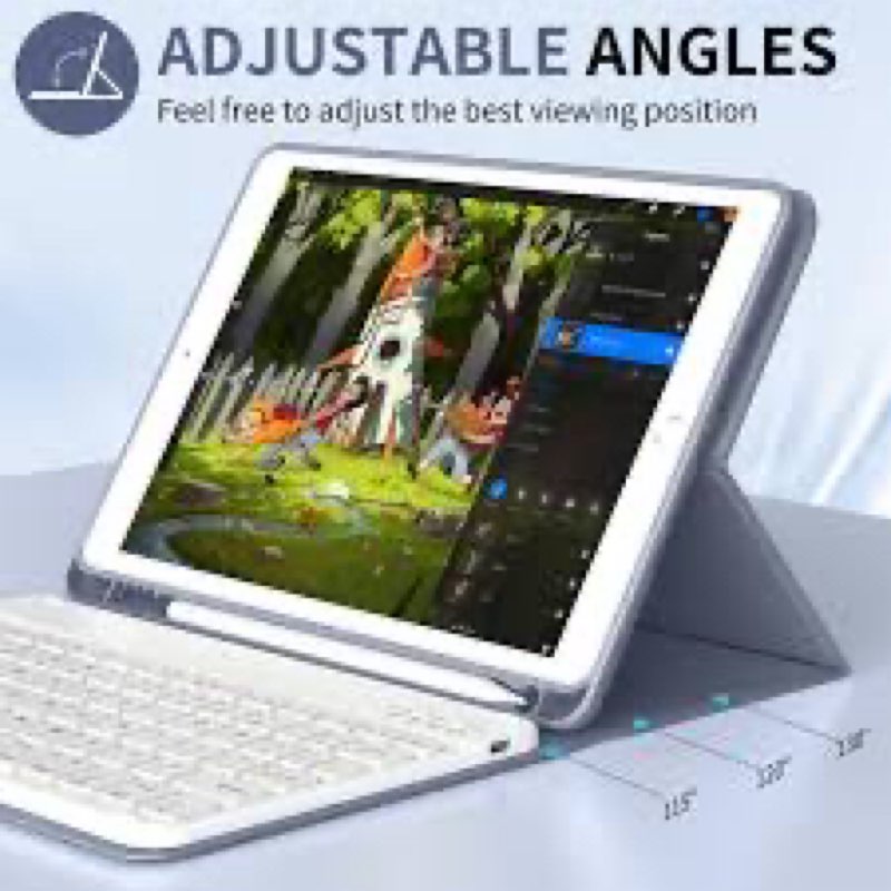 KVTVOU Keyboard Case for iPad 9th/8th/7th Generation (2021/2020/2019) - 7 Colors Backlit, Magnetic D