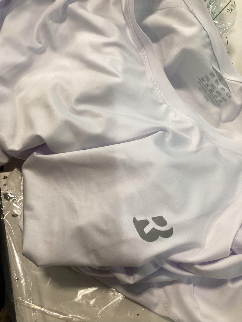Condition photo showing New/Like New for roadbox compression shirt men short sleeve, cool dry base layer athletic undershirts, workout t-shirt for sports gym running white 3x-large