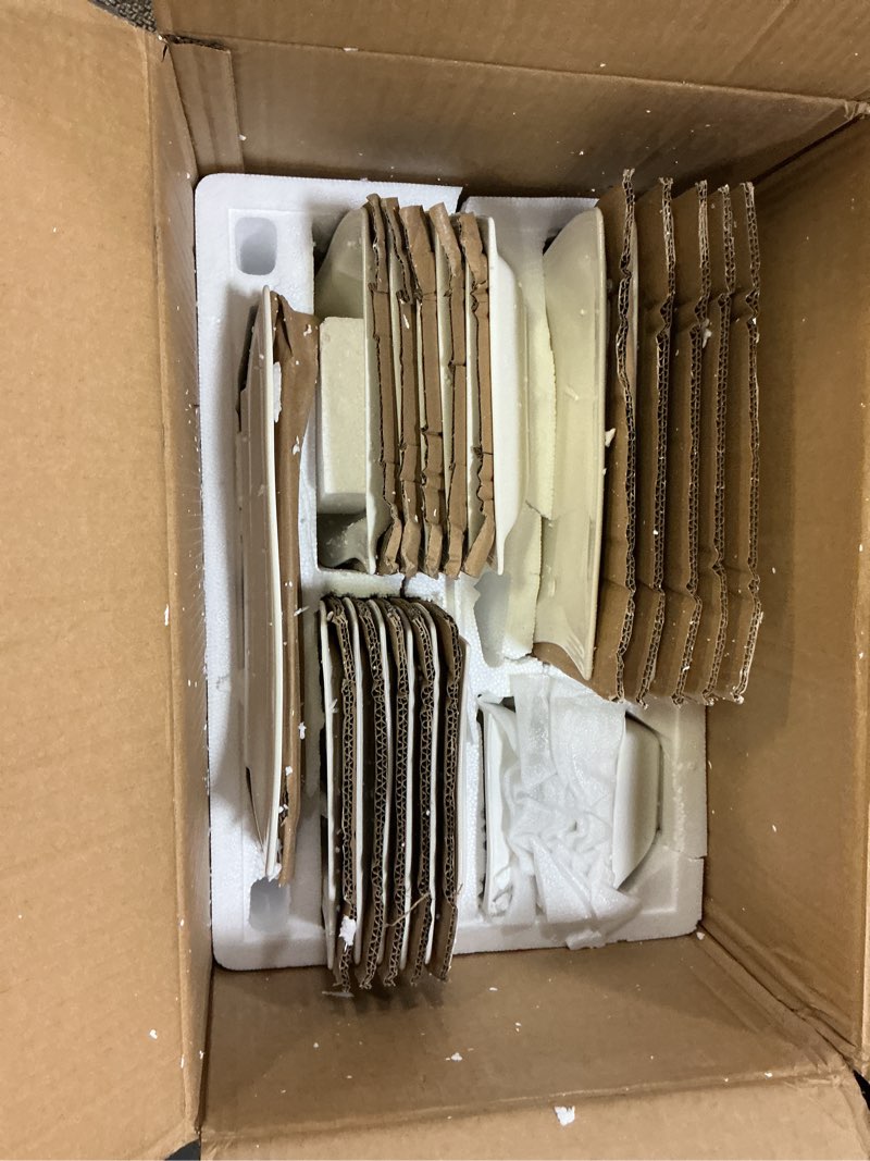 Condition photo showing Good Condition for malacasa plates and bowls sets, 26 pieces ivory white porcelain dinnerware sets without mugs, square dinnerware with dinner plates, bowls and serving platters, modern dish set for 6, series flora 26 piece(service for 6) ivory white
