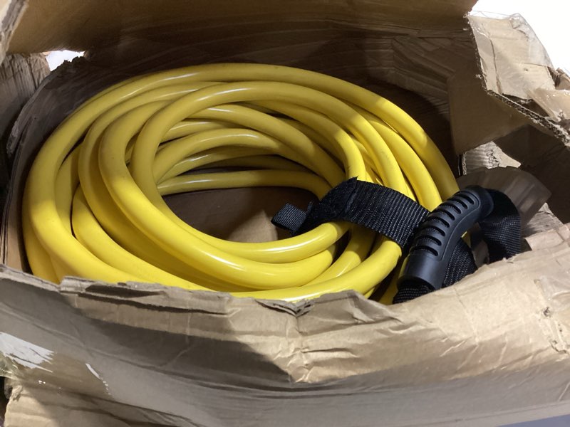 Condition photo showing Good Condition for plugsaf 50 ft 10 gauge outdoor extension cord with multiple outlets light indicator, flexible 3 outlet weatherproof heavy duty extension cord waterproof yellow, 15a 1875w 10awg sjtw, etl listed 50ft