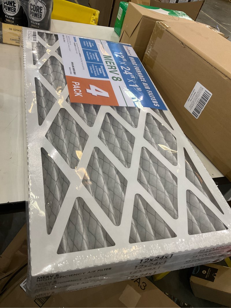 Condition photo showing New/Like New for LotFancy 12x24x1 Air Filter MERV 8 Dust Defense (4-Pack) Pleated HVAC Furnace Air Filters, Replacement for Home AC & Heating Systems, Actual Size: 11.75" x 23.75" x 0.75
