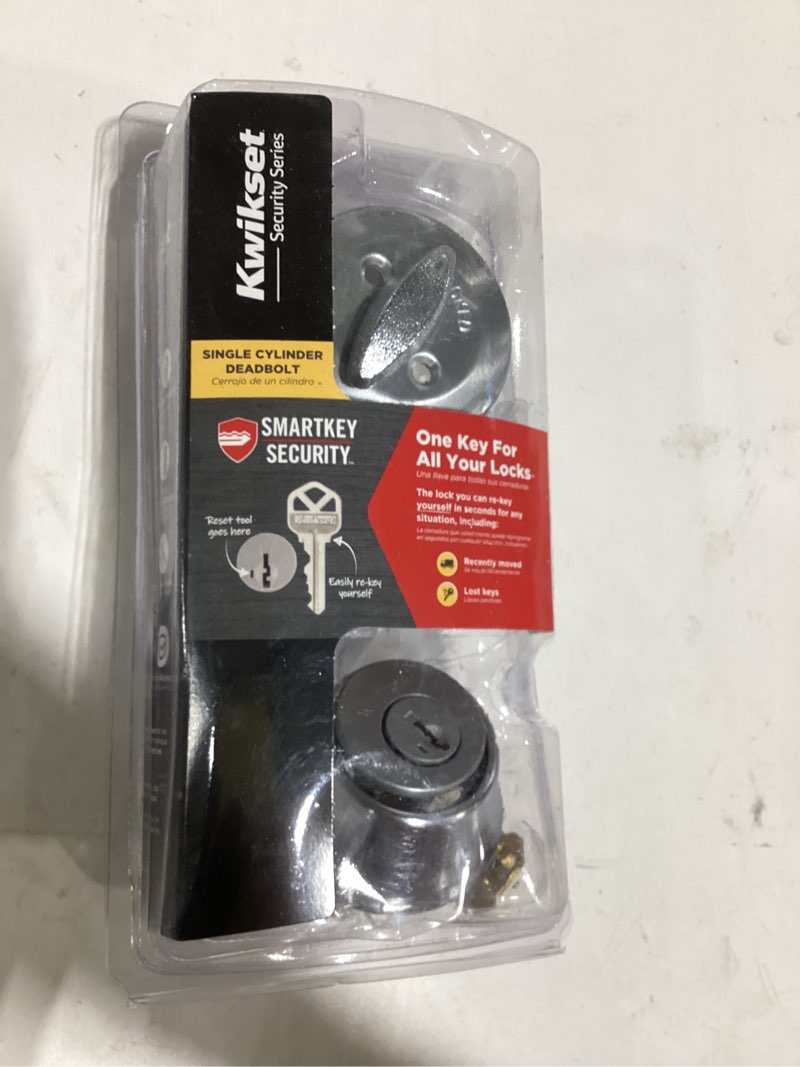 Condition photo showing Good Condition for kwikset security 660 series satin chrome single cylinder deadbolt with smartkey