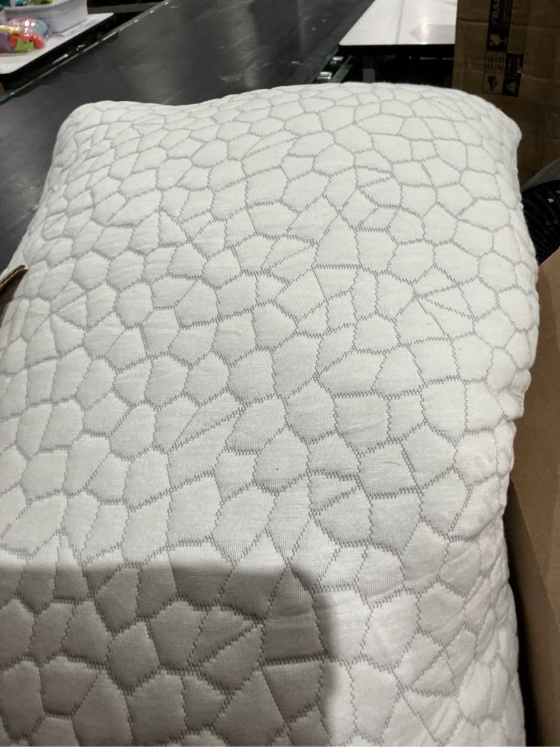 Condition photo showing As Is for qutool cooling pillow for sleeping, certipur-us shredded memory foam king pillow set of 1, cool pillow for hot sleepers adjustable firm pillow for side, back, stomach sleepers soft yet support, white white-cooling basic king(pack of 1)
