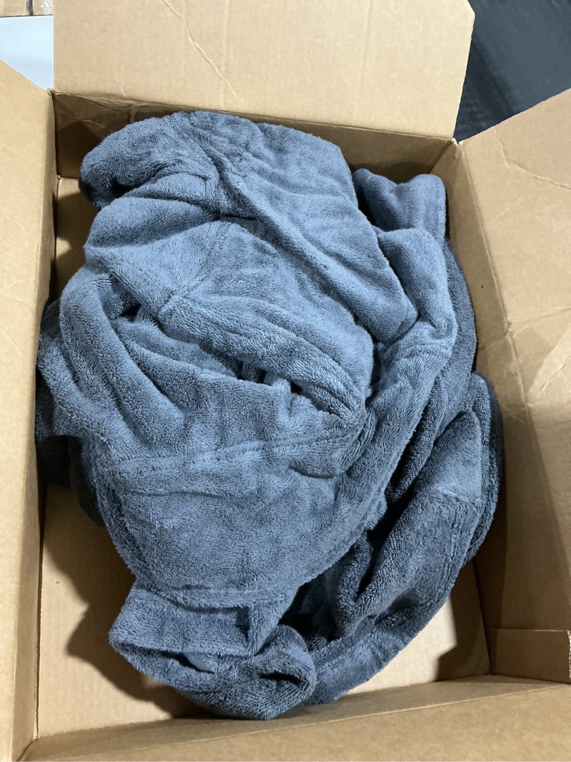 Condition photo showing As Is for Lands' End Men's Full-Length Turkish Cotton Terry Bathrobe – 55" Length | Plush, Absorbent, 2 Pockets, Spa Comfort Medium Charcoal