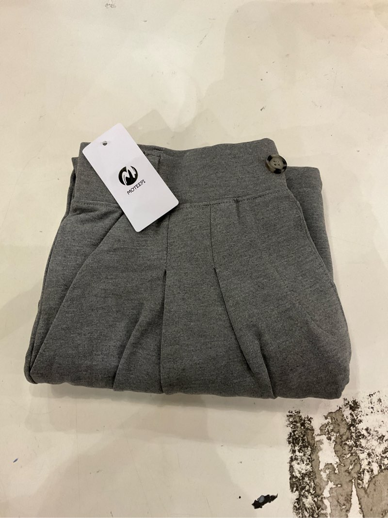 Condition photo showing New/Like New for M MOTEEPI Women's Wide Leg Dress Pants Work Pants Pull on Business Casual Office Trousers Slacks 29"/31" 31" Inseam Small Dark Grey