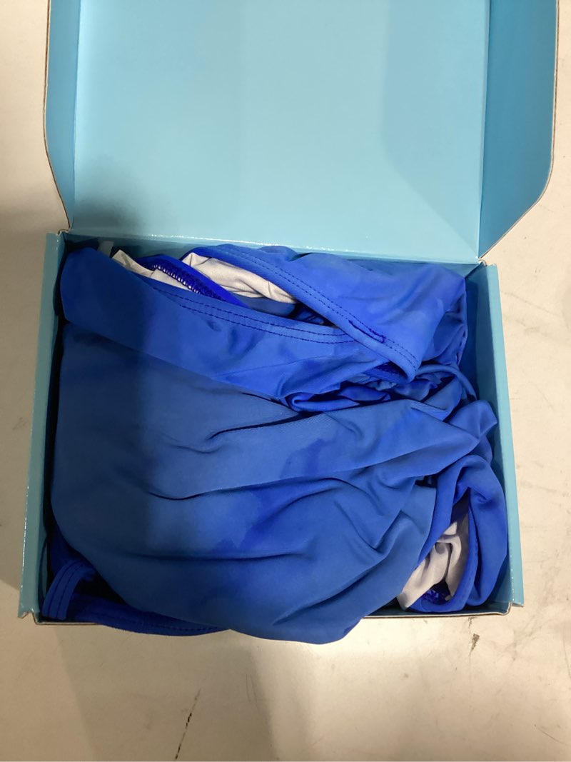 Condition photo showing As Is for women sexy cutout one piece swimsuits tummy control halter bathing suit | tie knot, removable adjustable straps, removable bra, full lining x-large royal blue