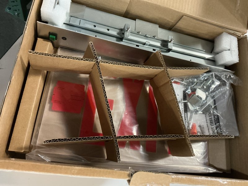 Condition photo showing Good Condition for led exit sign led edge-lit exit sign emergency light, 120-347v, recessed mount emergency light, aluminum housing, single face acrylic panel, red letters, with battery backup
