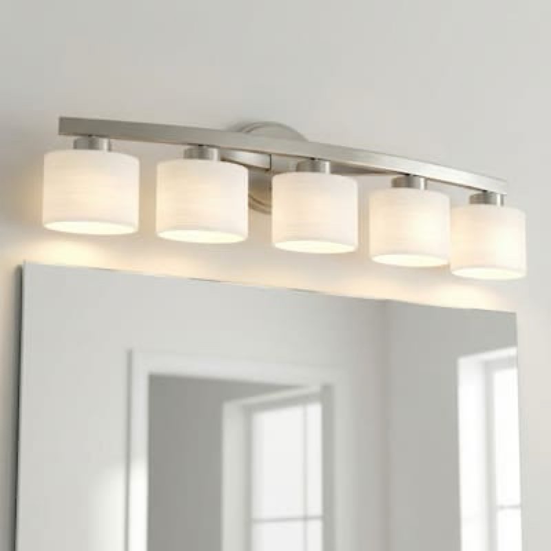 allen + roth merington 37.5-in 5 light brushed nickel transitional bathroom vanity light