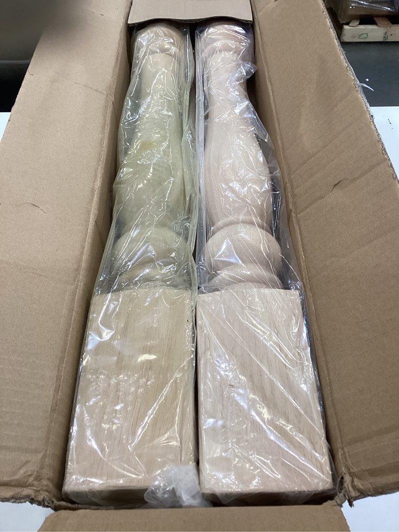 Condition photo showing Good Condition for 29x3.5x3.5 inch wooden chunky farmhouse table legs, set of 4 solid wood massive unfinished turned replacement countertop legs kitchen island cabinet columns for bench coffee table dining table 29"x3.5"x3.5" farmhouse